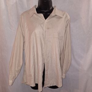 Cream Casual Button Down Shirt with Classic Collar